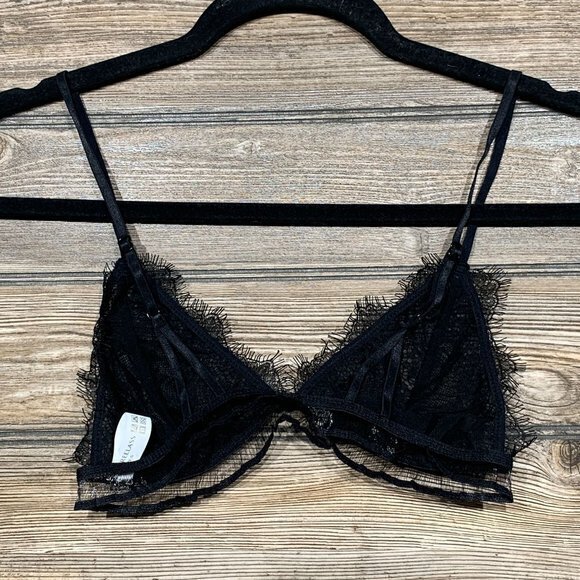 FreeLass Sheer Lace Triangle Bralette Black - Size S - Picture 2 of 3